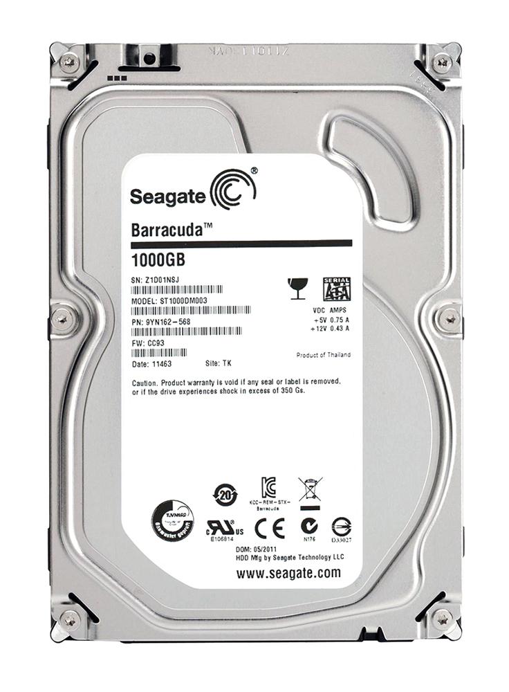 9YN162-568 Seagate Barracuda 1TB 7200RPM SATA 6Gbps 64MB Cache 3.5-inch Internal Hard Drive