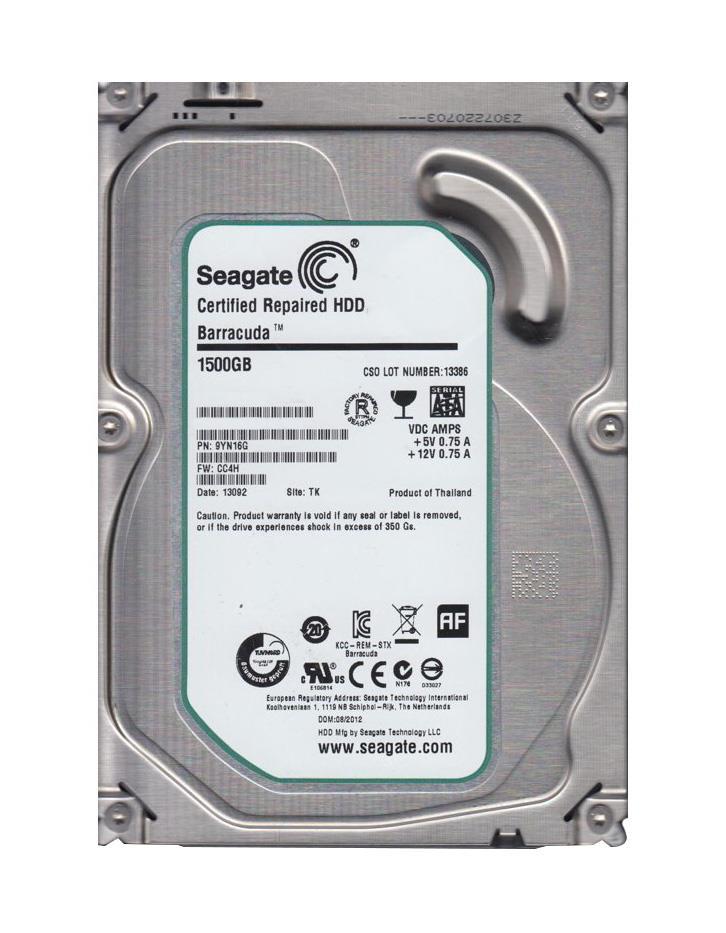9YN16G-302 Seagate Barracuda 7200.14 1.5TB 7200RPM SATA 6Gbps 64MB Cache 3.5-inch Internal Hard Drive