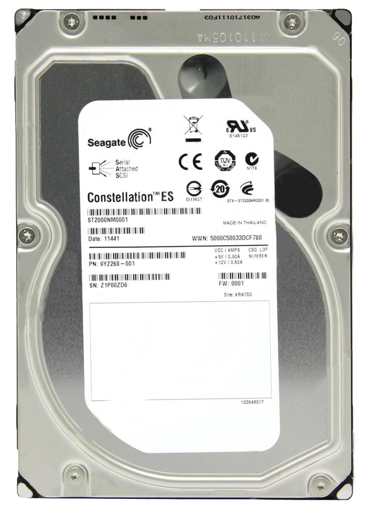9YZ268-001 Seagate Constellation ES 2TB 7200RPM SAS 6Gbps 64MB Cache 3.5-inch Internal Hard Drive