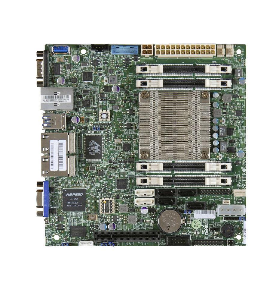 A1SAI2750FO SuperMicro A1SAi-2750F Socket FCBGA1283 System On Chipset Intel Atom C2750 Processors Support DDR3 4x DIMM 2x SATA3 6.0Gb/s Mini-ITX Motherboard (Refurbished)