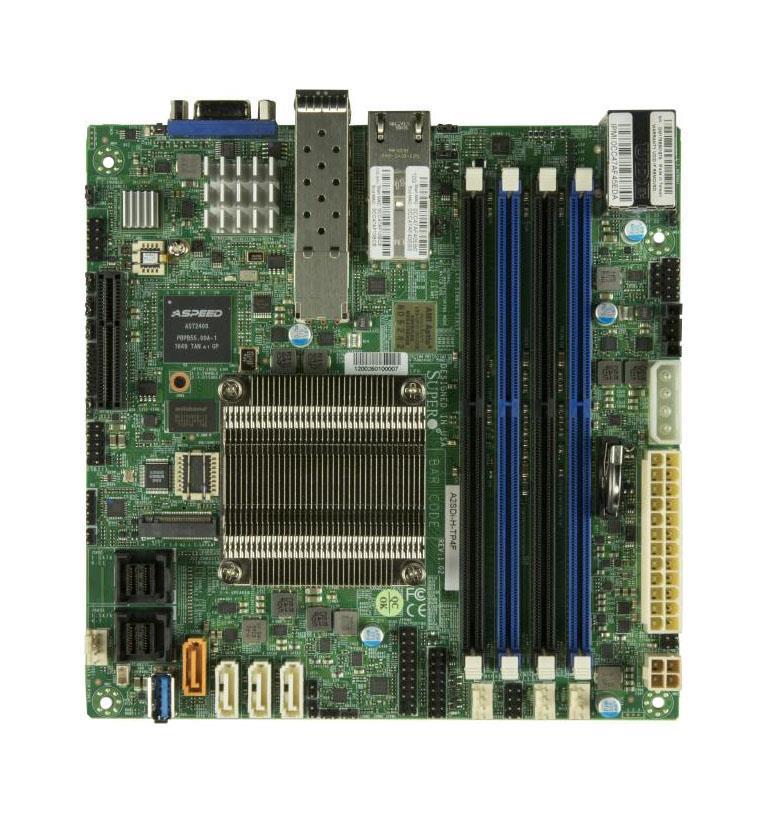 A2SDI-H-TP4F-O SuperMicro A2SDi-H-TP4F Socket BGA1310 System On Chipset Intel Atom C3958 Processors Support DDR4 4x DIMM 12x SATA3 6.0Gb/s Mini-ITX Motherboard (Refurbished)