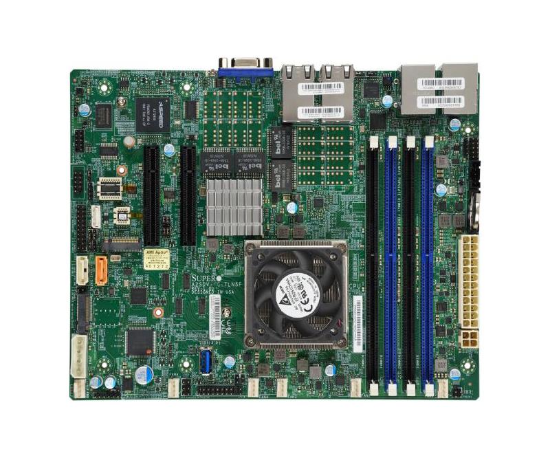 A2SDV-12C+-TLN5F SuperMicro Socket BGA1310 System On Chipset Intel Atom C3858 Processors Support DDR4 4x DIMM 2x SATA3 6.0Gb/s Flex-ATX Motherboard (Refurbished)