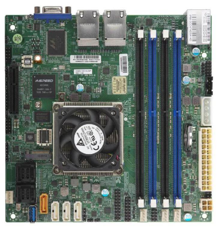 A2SDi-16C-HLN4F SuperMicro Socket BGA1310 System On Chipset Intel Atom C3955 Processors Support DDR4 4x DIMM 12x SATA3 6.0Gb/s Mini-ITX Motherboard (Refurbished)