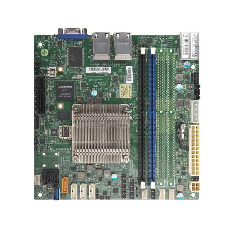 A2SDi-2C-HLN4F SuperMicro Socket BGA1310 System On Chipset Intel Atom C3338 Processors Support DDR4 2x DIMM 8x SATA3 6.0Gb/s Mini-ITX Motherboard (Refurbished)