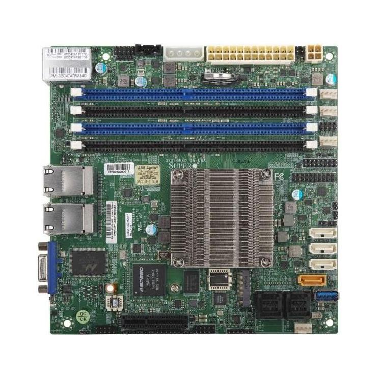 A2SDi-8C+-HLN4F SuperMicro Socket BGA1310 System On Chipset Intel Atom C3758 Processors Support DDR4 4x DIMM 12x SATA3 6.0Gb/s Mini-ITX Motherboard (Refurbished)
