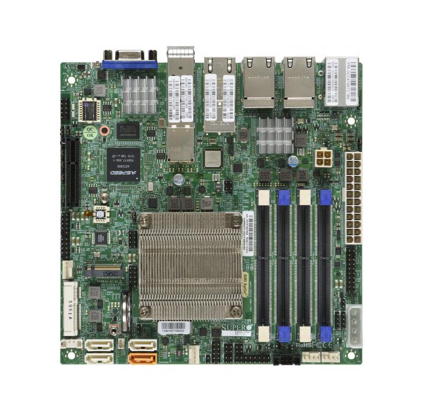 A2SDi-TP8F SuperMicro Socket BGA1310 System On Chipset Intel Atom C3858 Processors Support DDR4 4x DIMM 4x SATA3 6.0Gb/s Mini-ITX Motherboard (Refurbished)