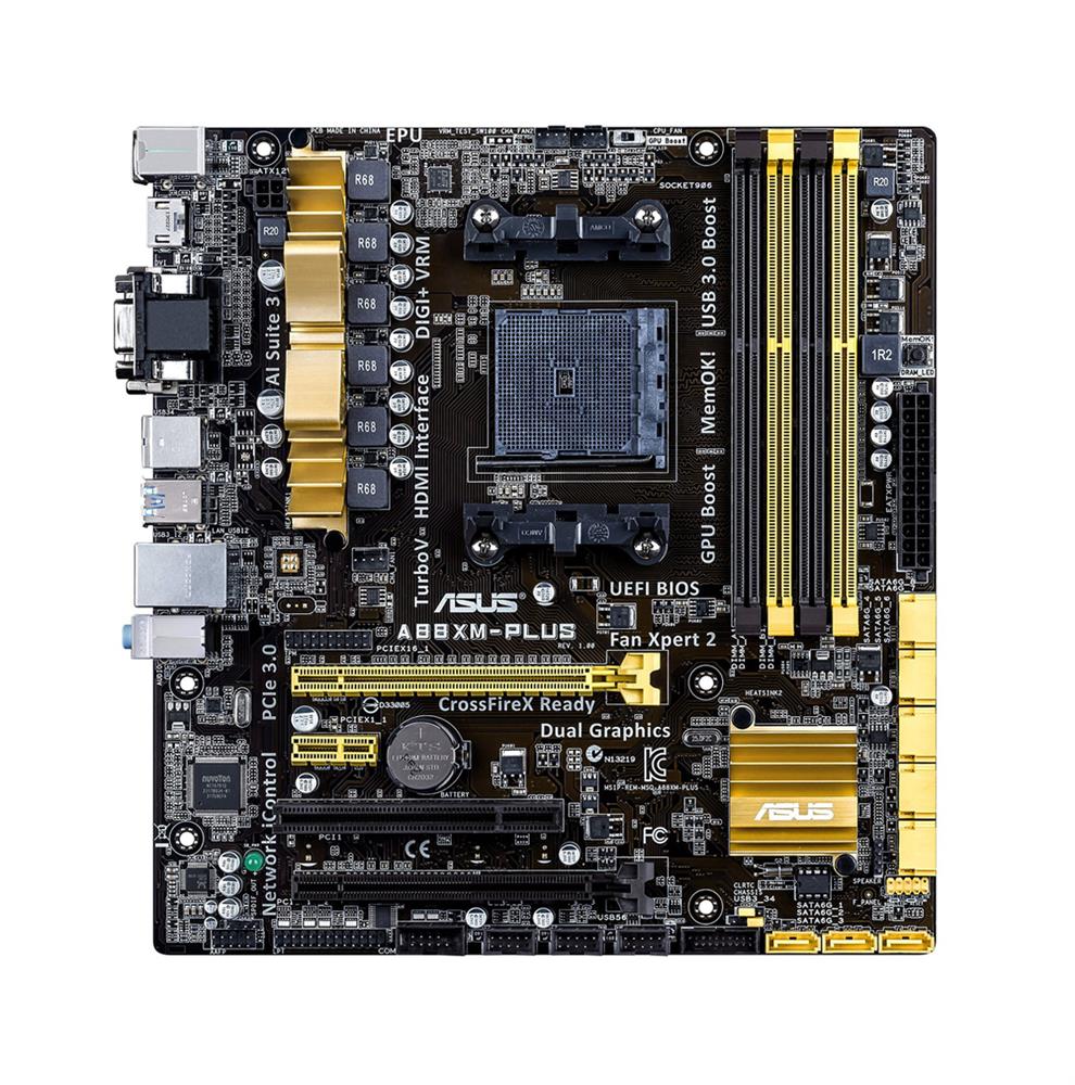 A55BM-PLUS/CSM ASUS Socket FM2+ AMD A55 Chipset AMD Athlon/A- Series Processors Support DDR3 4x DIMM 6x SATA 3.0Gb/s Micro ATX Motherboard (Refurbished)