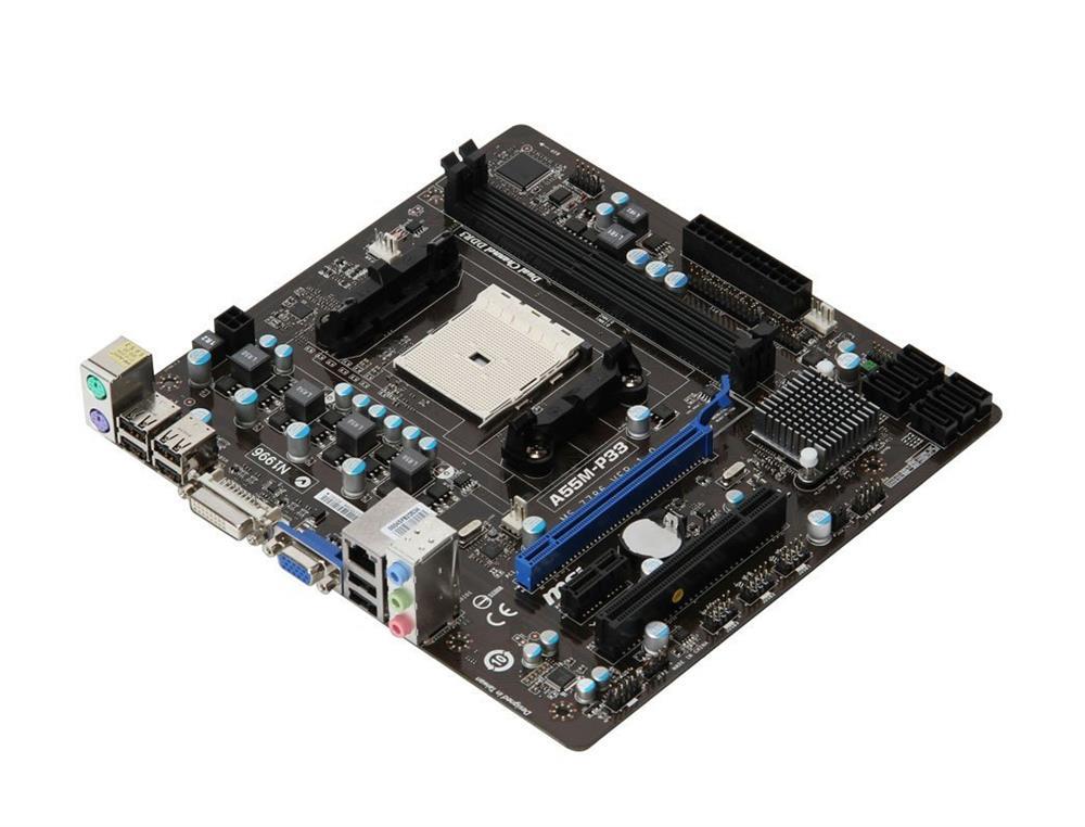 A55M-P33-C3 MSI Socket FM1 AMD A55 Chipset AMD Athlon II X4/ Athlon II X4/ AMD A8,A6,A4 Series / AMD E2-Series Processors Support DDR3 2x DIMM 6x SATA 3.0Gb/s Micro-ATX Motherboard (Refurbished)