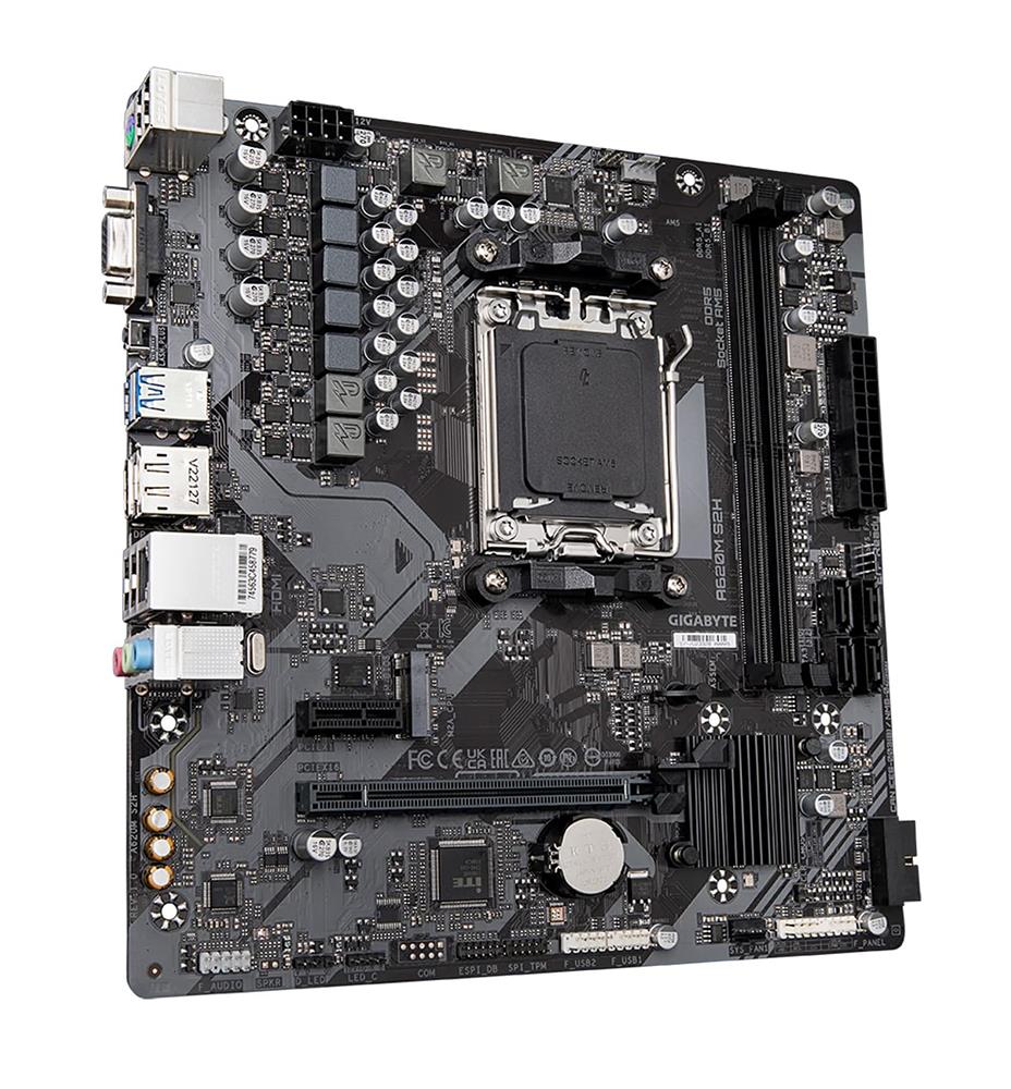 A620M S2H (rev. 1.2) Gigabyte A620M S2H Socket AM5 AMD A620 Chipset AMD Ryzen 7000 / Ryzen 8000 / Ryzen 9000 Series Processors Support DDR5 2x DIMM 4x SATA 6.0Gb/s Micro ATX Motherboard (Refurbished)