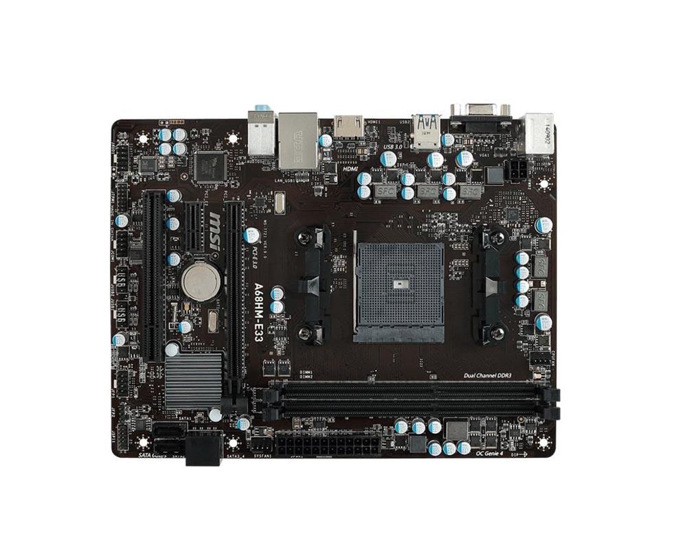 A68HM-E33 MSI Socket FM2/FM2+ AMD A68H Chipset AMD Athlon/ A-Series Processors Support DDR3 2x DIMM 4x SATA 6.0Gb/s Micro-ATX Motherboard (Refurbished)