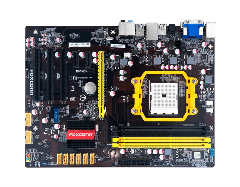 A75A Foxconn Socket FM1 AMD A75 Chipset AMD Athlon Series/ AMD A-Series Processors Support DDR3 4x DIMM 6x SATA3 6.0Gb/s ATX Motherboard (Refurbished) 