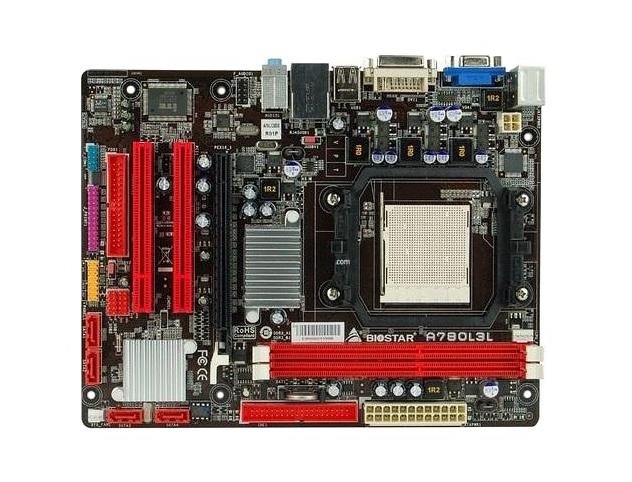 A780L3L Biostar Socket AM3 AMD 780G + SB710 Chipset AMD Phenom II X4/ AMD Phenom II X3/ AMD Phenom II X2/ AMD Athlon II X4/ AMD Athlon II X3/ AMD Athlon II X2/ AMD Sempron Processors Support DDR3 2x DIMM 4x SATA2 3.0Gb/s Micro-ATX Motherboard (Refurbished)