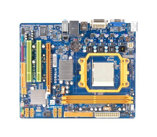 A785GE Biostar Socket AM3/AM2+/AM2 AMD 785G + SB700 Chipset AMD Phenom II X4/ Phenom II X3/ Phenom X4/ AMD Athlon II X4/ Athlon II X3/ Athlon II X2/ Athlon 64 FX/ Athlon 64 X2/ Athlon 64/ AMD Sempron Processors Support DDR 2x DIMM 6x SATA 3.0Gb/s Micro-ATX Motherboard (Refurbished)