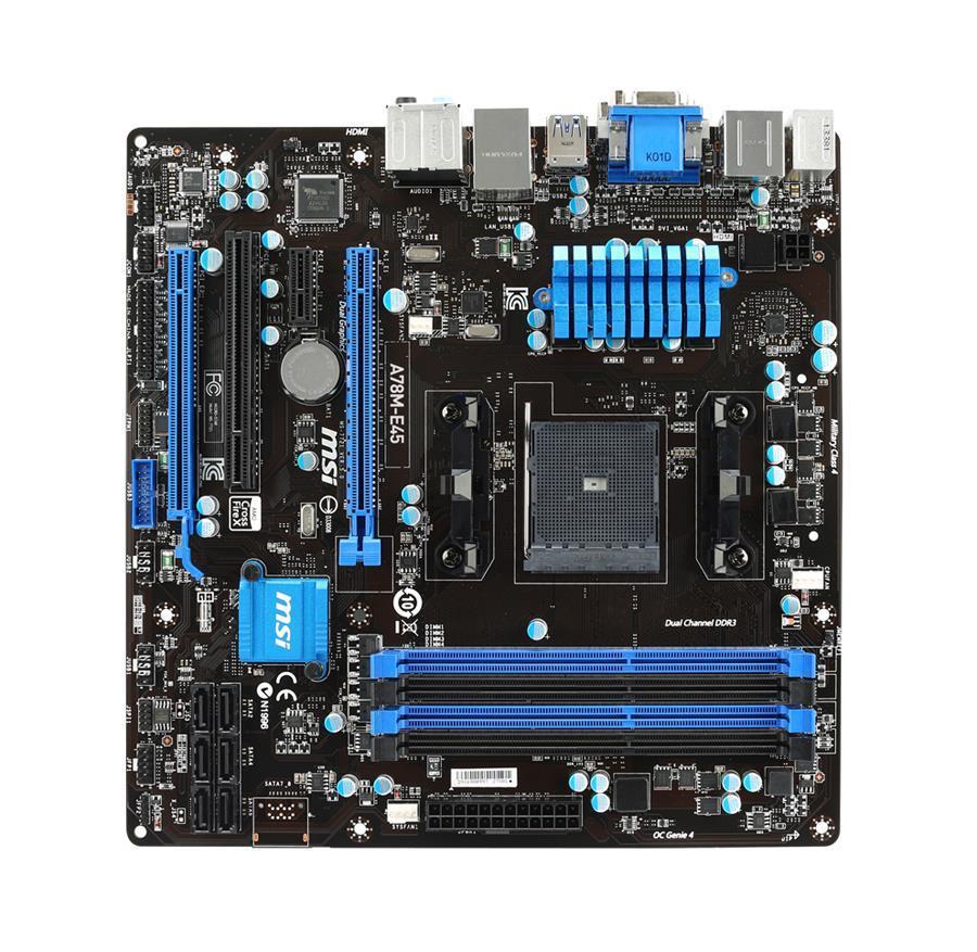 A78M-E45-PB-R MSI Socket FM2+ AMD A78 Chipset AMD Athlon /A-Series Processors Support DDR3 4x DIMM 6x SATA 6.0Gb/s Micro-ATX Motherboard (Refurbished)
