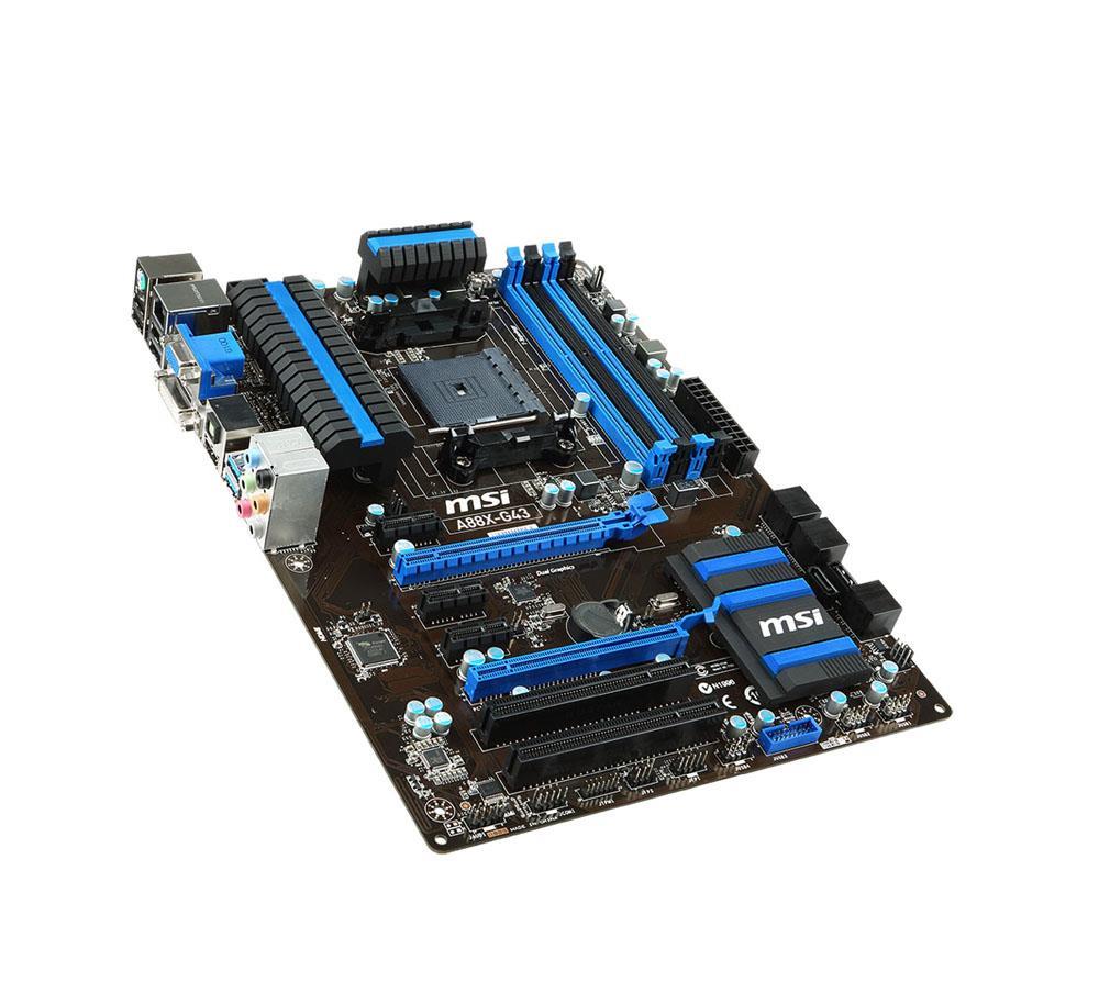 A88X-G43-PB-R MSI Socket FM2/ FM2+ AMD A88X Chipset AMD Athlon/ AMD A-Series Processors Support DDR3 4x DIMM 8x SATA 6.0Gb/s ATX Motherboard (Refurbished)