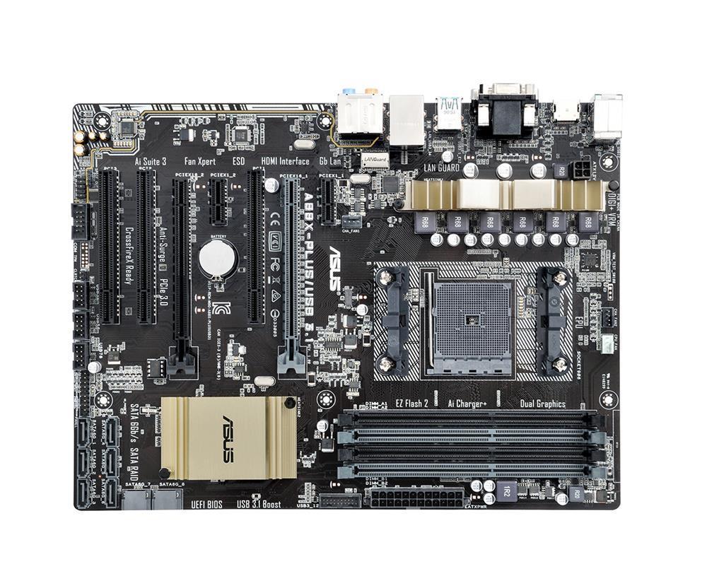 A88X-PLUS/USB 3.1 ASUS Socket FM2+ AMD A888X Chipset AMD Athlon/ A-Series Processors Support DDR3 4x DIMM 8x SATA 6.0Gb/s ATX Motherboard (Refurbished)