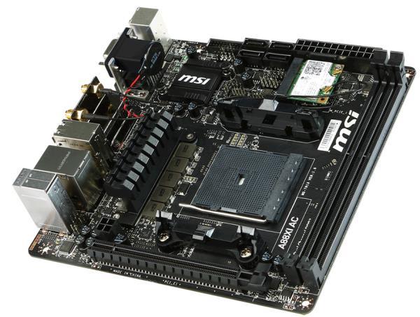 A88XI AC MSI Socket FM2+/ AMD A88X Chipset A-Series/ Athlon Processors Support DDR3 2x DIMM 4x SATA 6.0Gb/s Mini-ITX Motherboard (Refurbished)