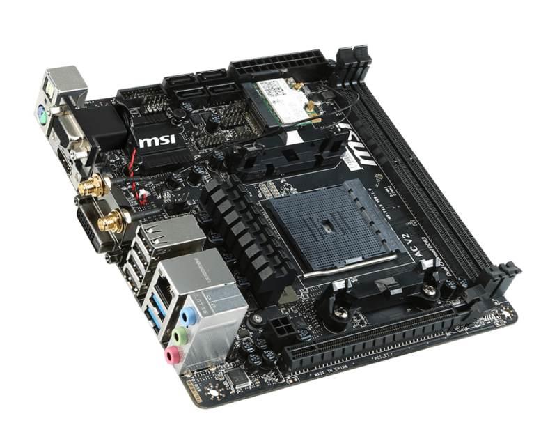 A88XI AC V2 MSI Socket FM2+ AMD A88X Chipset AMD A-Series/ Athlon Series Processors Support DDR3 2x DIMM 4x SATA 6.0Gb/s Mini-ITX Motherboard (Refurbished)