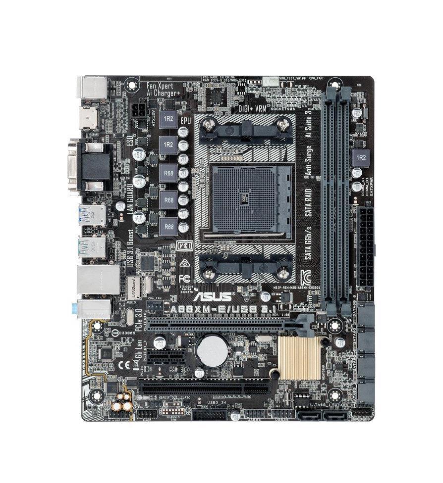 A88XM-E/USB 3.1 ASUS Socket FM2+ AMD A88X Chipset Athlon/ A-Series Processors Support DDR3 2x DIMM 6x SATA 6.0Gb/s Micro-ATX Motherboard (Refurbished)