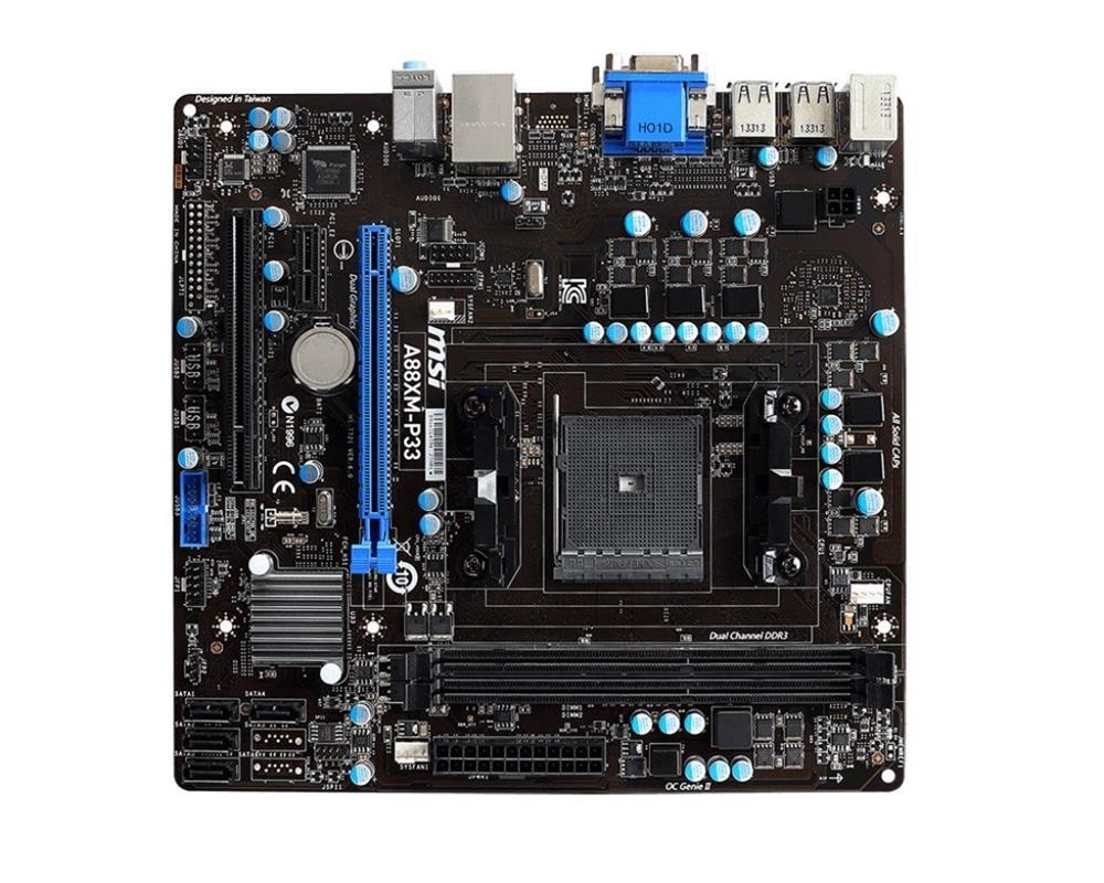 A88XM-P33 V2 MSI Socket FM2+ AMD A88X Chipset AMD A-Series/ Athlon / Processors Support DDR3 2x DIMM 4x SATA 6.0Gb/s Micro-ATX Motherboard (Refurbished)