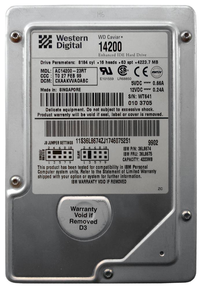 AC14200-23RT Western Digital Caviar 4.2GB 5400RPM ATA-66 512KB Cache 3.5-inch Internal Hard Drive