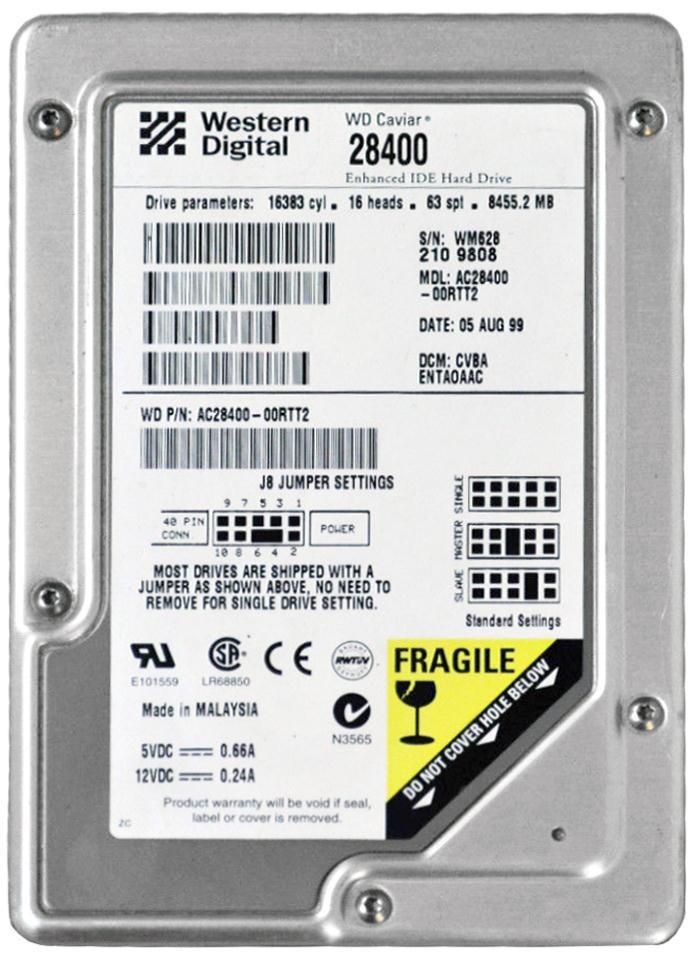 AC28400 Western Digital Caviar 8.4GB 5400RPM ATA-66 512KB Cache 3.5-inch Internal Hard Drive