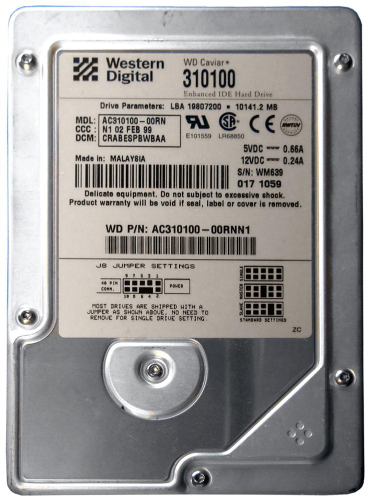 AC310100-00RN Western Digital Caviar 10GB 5400RPM ATA-33 512KB Cache 3.5-inch Internal Hard Drive