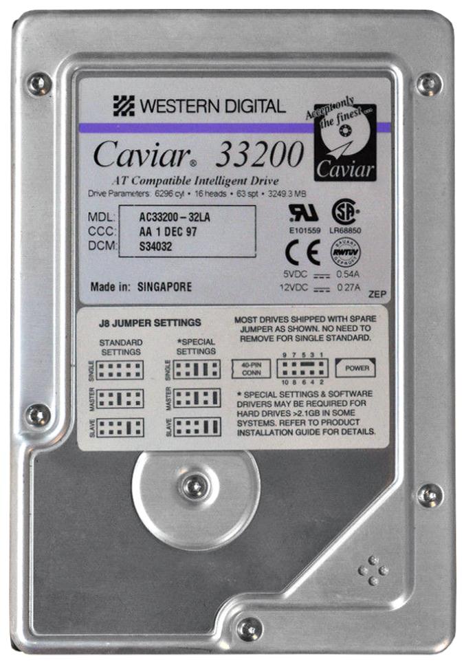 AC33200 Western Digital Caviar 3.2GB 5200RPM ATA-33 256KB Cache 3.5-inch Internal Hard Drive