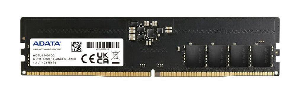 AD5U480016G-B ADATA 16GB PC5-38400 DDR5-4800MHz Non-ECC CL40 288-Pin UDIMM 1.1V Single Rank Memory Module