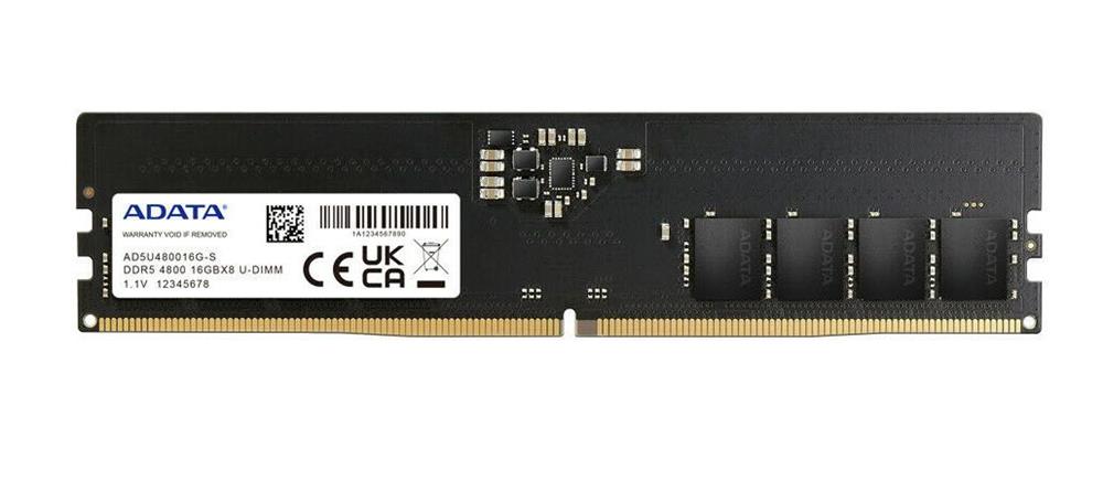 AD5U480016G-S Adata 16GB PC5-38400 DDR5-4800MHz non-ECC CL40 288-Pin UDIMM 1.1V Single Rank Memory Module