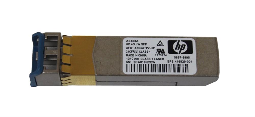 AE493A HP B-Series 4Gbps Single-mode Fiber Long Wave 10km 1310nm LC Connector SFP (mini-GBIC) Transceiver Module for Brocade SAN Switch