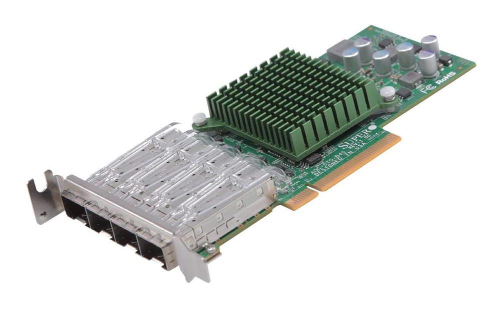 AOC-STG-I4S SuperMicro Quad-Ports SFP+ 10Gbps PCI Express 3.0 x8 Gigabit Ethernet Low-Profile Network Card