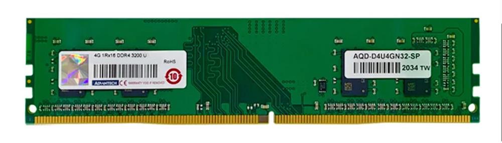 AQD-D4U4GN32-SP Advantech 4GB PC4-25600 DDR4-3200MHz non-ECC Unbuffered CL22 288-Pin DIMM 1.2V Single Rank Memory Module