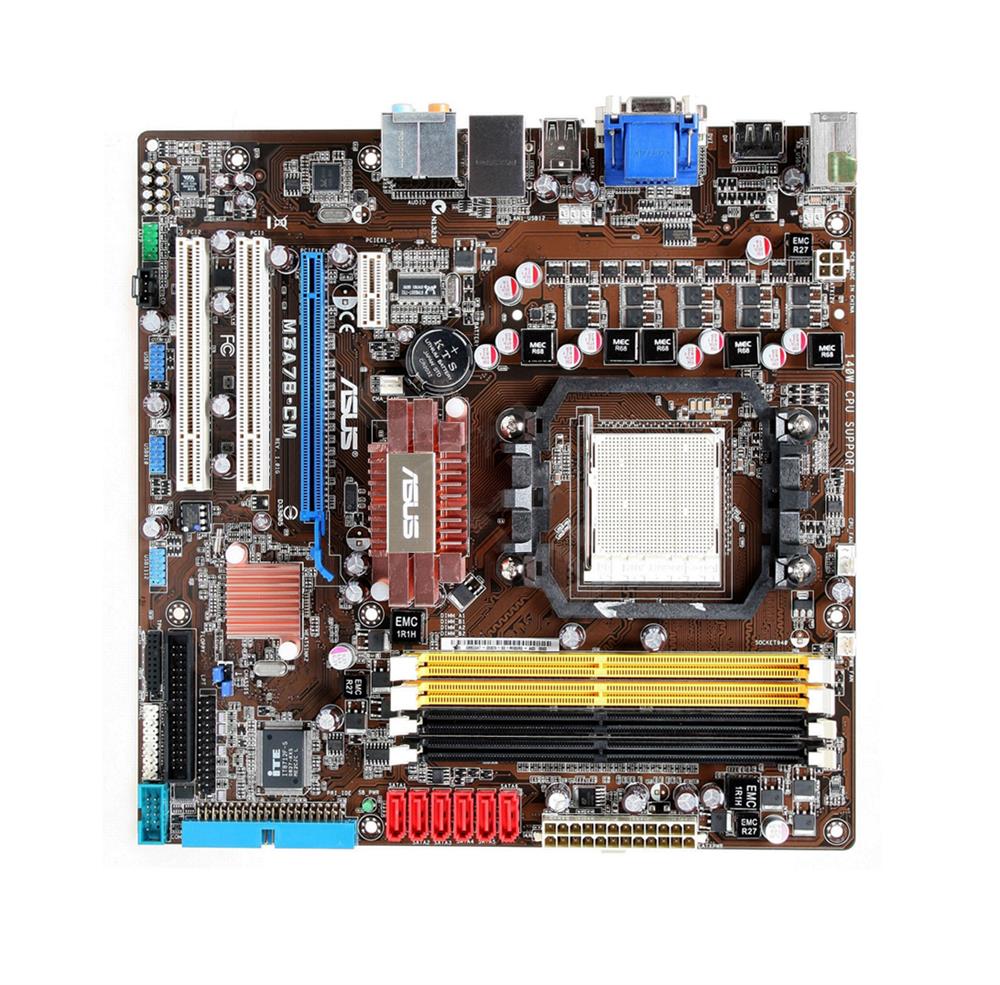 AS04M3A78 ASUS Socket AM2+ AMD 780V + SB700 Chipset AMD Phenom/ AMD Athlon 64 X2/ Athlon 64 FX/ AMD Sempron Processors Support DDR2 4x DIMM 6x SATA 3.0Gb/s Micro-ATX Motherboard (Refurbished)