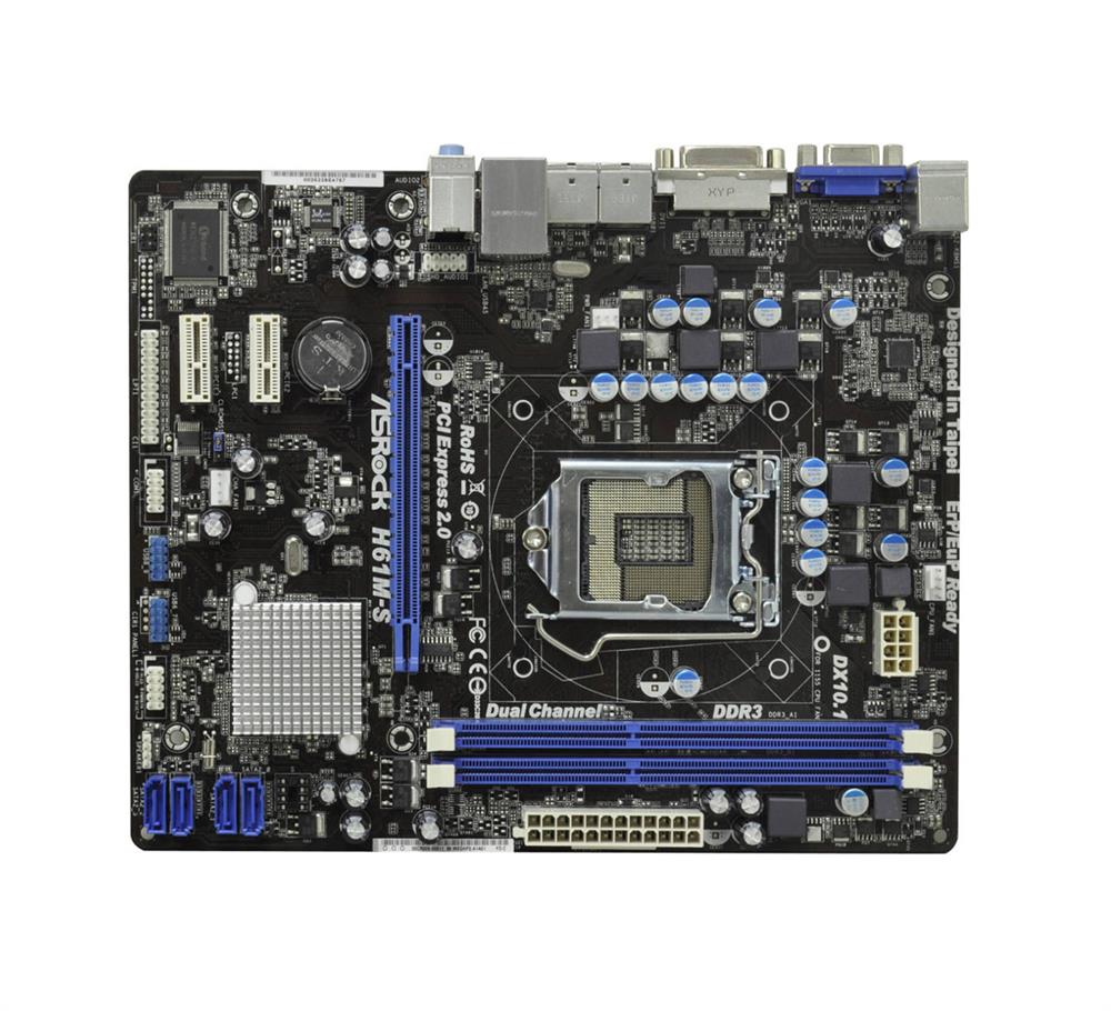 ASR-H61M-S-B3 ASRock H61M-S Socket LGA 1155 Intel H61 3rd/2nd Generation Chipset Core i7 / i5 / i3 / Pentium / Celeron / Xeon Processors Support DDR3 2x DIMM 4x SATA2 3.0Gb/s Micro-ATX Motherboard (Refurbished)