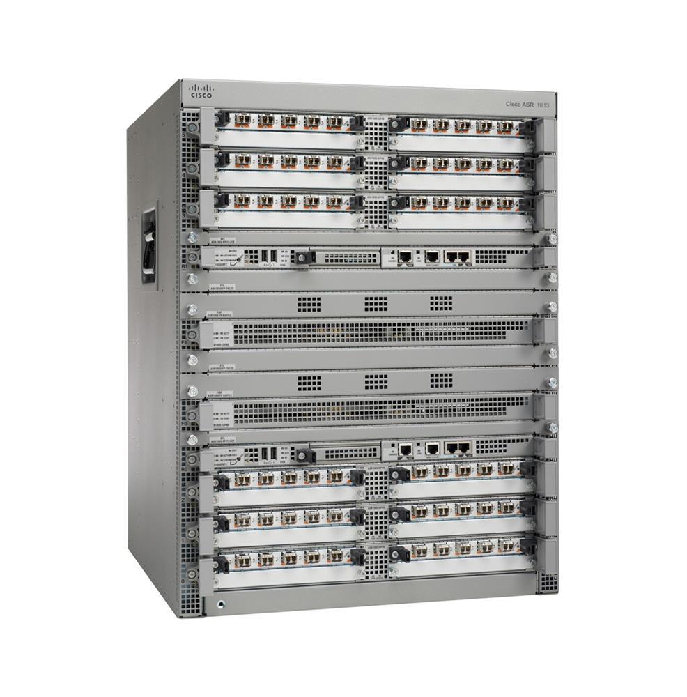ASR1013 "Cisco 1013 Aggregation Services Router 28 Slot 24x Shared Port Adapter, 2 x Embedded Service Processor, 2 x Route Processor (Refurbished)"