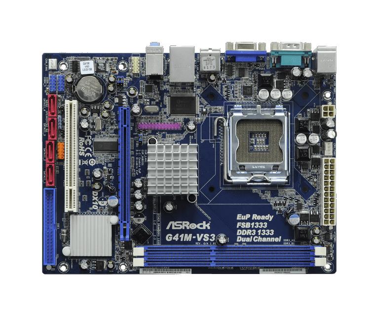 ASRMOT119 ASRock G41M-VS3 R2.0 Socket LGA 775 Intel G41 + ICH7 Chipset Core 2 Extreme/ Core 2 Quad/ Core 2 Duo/ Pentium Dual-Core/ Celeron Dual-Core Processors Support DDR3 2x DIMM 4x SATA2 3.0Gb/s Micro-ATX Motherboard (Refurbished)