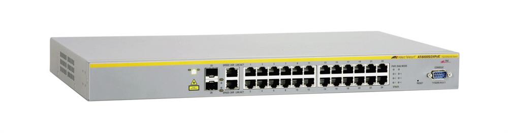 AT-8000S/24POE-30 Allied Telesis 24x10/100 PoE + 2xSFP Stackable Fast Ethernet Switch (Refurbished)