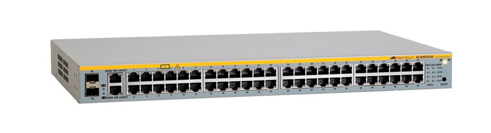 AT-8000S/48-50 Allied Telesis 48-Ports Stackable Managed Fast Ethernet Switch with 2x 10/100/1000T SFP Combo uplinks (Refurbished)