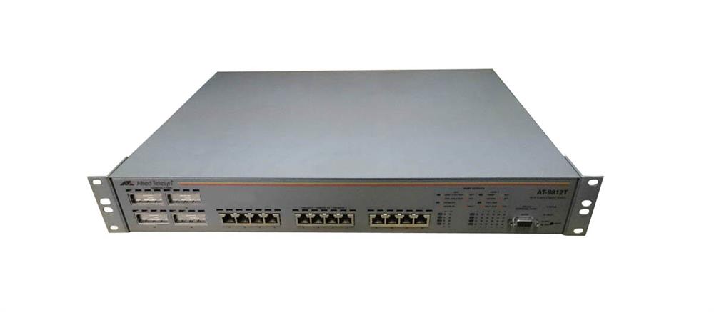 AT-9812T Allied Telesis 12-Ports 1000T (RJ45) Layer 3/4+ switch with 4 GBIC (Refurbished)
