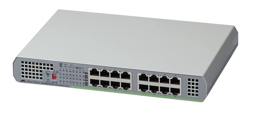 AT-GS910/16-10 Allied Telesis 16-Ports 10/100/1000t Unmanaged Switch With Internal Psu (Refurbished)