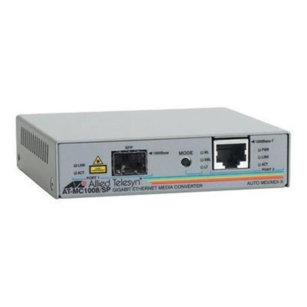 AT-MC1008/SP Allied Telesis Gigabit Ethernet 1000Base-T to Fibre SFP Stand-Alone Media Converter