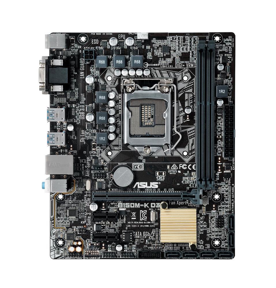 B150M-K D3 ASUS Socket LGA 1151 Intel B150 Chipset 7th/6th Generation Core i7 / i3 / i3 / Pentium / Celeron Processors Support DDR3 2x DIMM 6x SATA 6.0Gb/s Micro-ATX Motherboard (Refurbished)