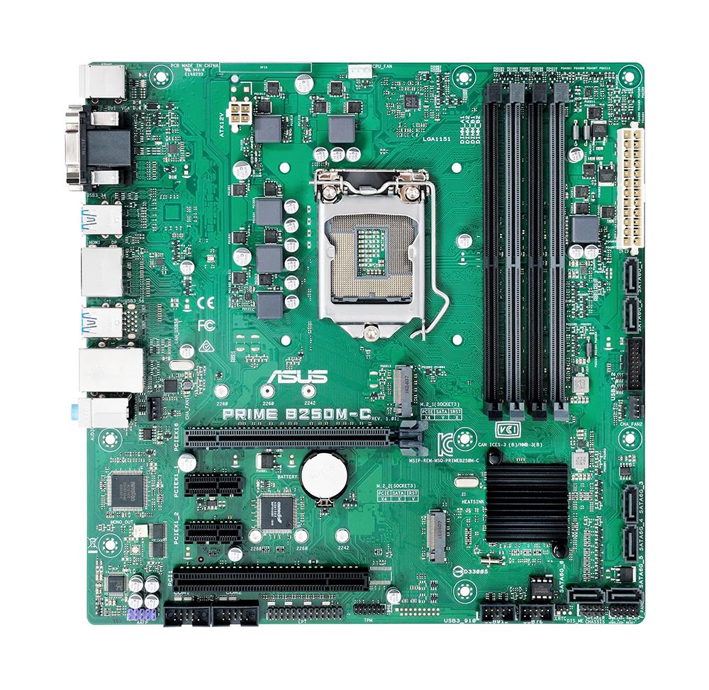 B250M-C/CSM ASUS PRIME Socket LGA 1151 Intel B250 Chipset Core i7 / i5 / i3 / Pentium / Celeron Processors Support DDR4 4x DIMM 6x SATA 6.0Gb/s uATX Motherboard (Refurbished)