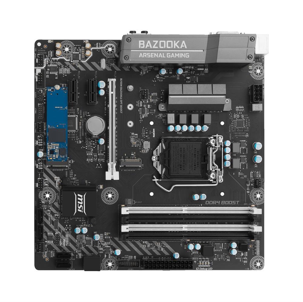 B250M BAZOOKA OPT BOOST MSI Socket 1151 Intel B250 Chipset 7th/6th Generation Core i7 / i5 / i3 Pentium / Celeron Processors Support DDR4 4x DIMM 6x SATA 6.0Gb/s Micro-ATX Motherboard (Refurbished)