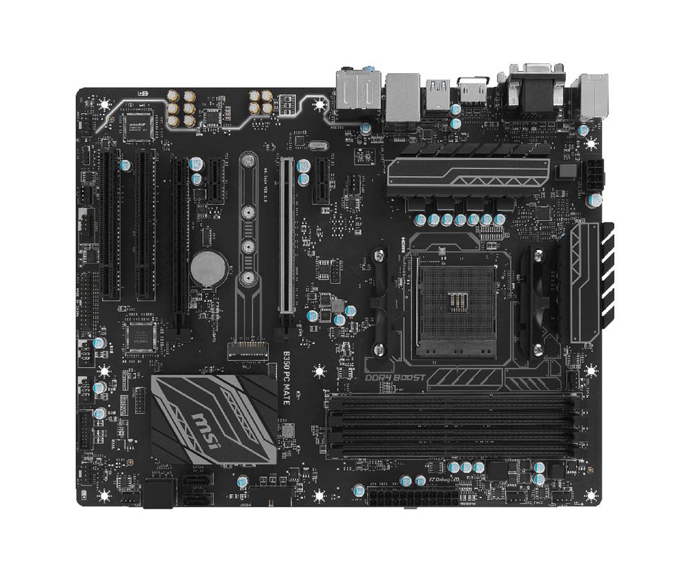 B350-PC-MATE-R MSI B350 PC MATE Socket AM4 AMD B350 Chipset Ryzen Series/ 7th Generation A-Series/ Athlon Series Processors Support DDR4 4x DIMM 4x SATA 6.0Gb/s ATX Motherboard (Refurbished)