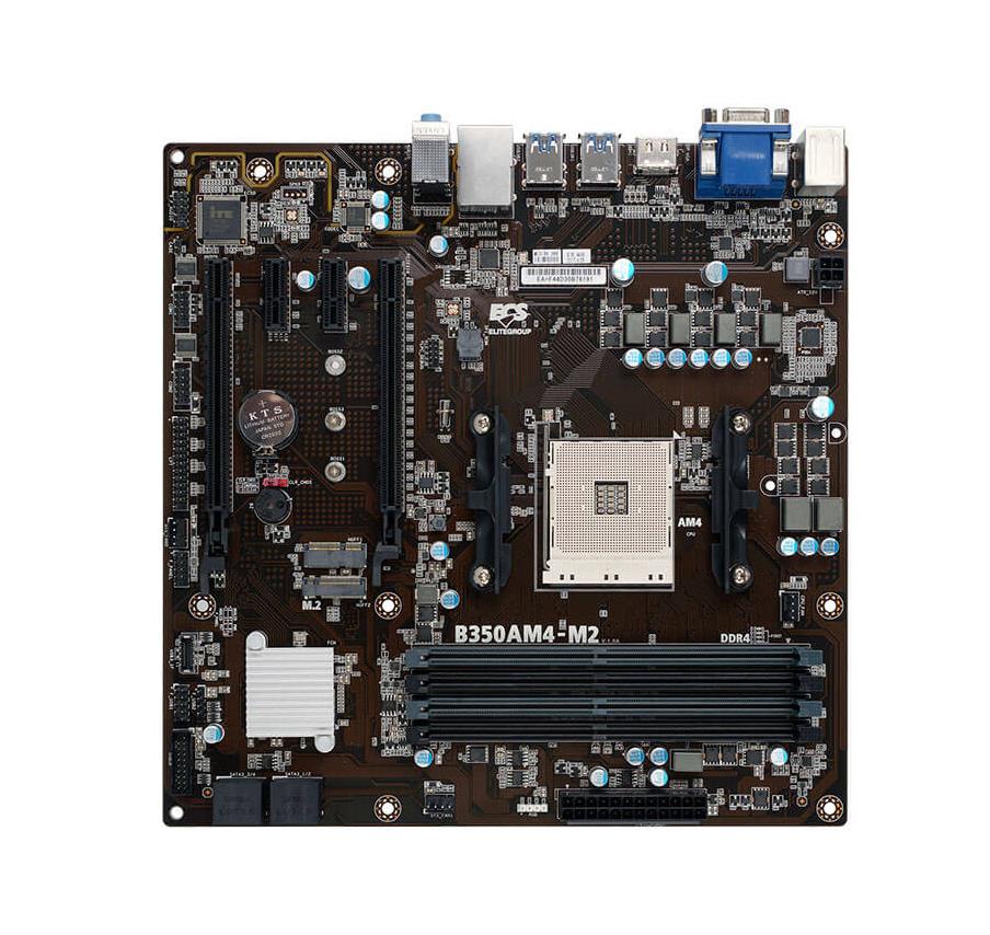 B350AM4-M2 ECS Socket AM4 AMD B350 Chipset AMD Ryzen & AMD 7th Generation/ AMD A-Series/ AMD Athlon Processors Support DDR4 4x DIMM 4x SATA3 6.0Gb/s Micro-ATX Motherboard (Refurbished)