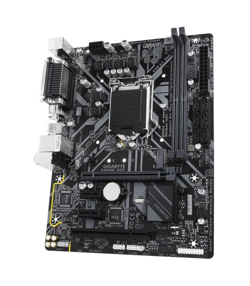 B360M D3V (rev. 1.0) Gigabyte Socket LGA 1151 Intel B360 Express Chipset 8th Generation Core i7 / i5 / i3 / Pentium / Celeron Processors Support DDR4 2x DIMM 6x SATA 6.0Gb/s Micro-ATX Motherboard (Refurbished)