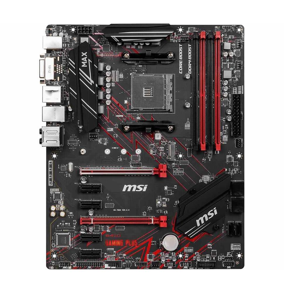 B450 Gaming Plus MAX MSI Socket AM4 AMD B450 Chipset AMD Ryzen Series Processors Support DDR4 4x DIMM SATA3 ATX Motherboard (Refurbished)