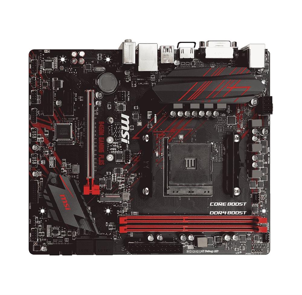 B450M GAMING PLUS MSI Socket AM4 AMD B450 Chipset AMD Ryzen 7 Processors Support DDR4 2x DIMM 4x SATA3 Micro-ATX Motherboard (Refurbished)
